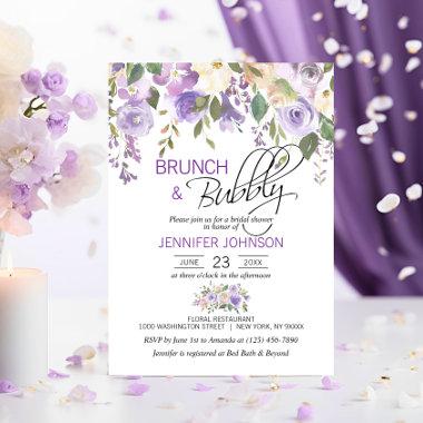 Watercolor Floral Lavender Purple Bridal Brunch Invitations