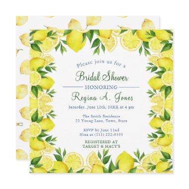 Watercolor Floral lemon fruit seamless border