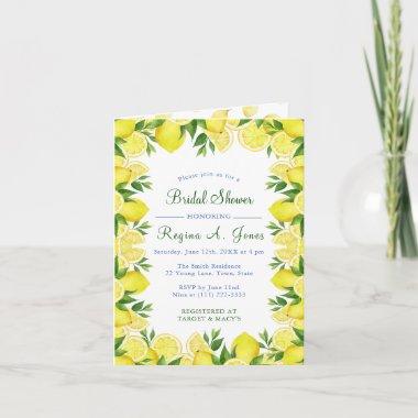 Watercolor Floral lemon fruit seamless border Invitations