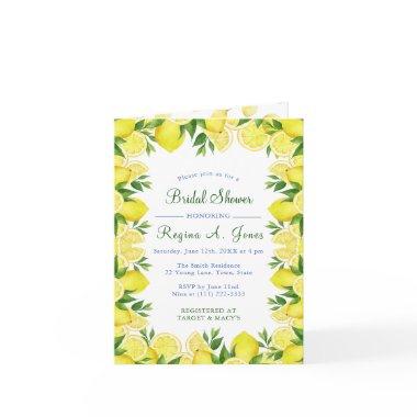 Watercolor Floral lemon fruit seamless border Invitations