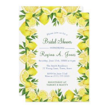 Watercolor Floral lemon fruit seamless border