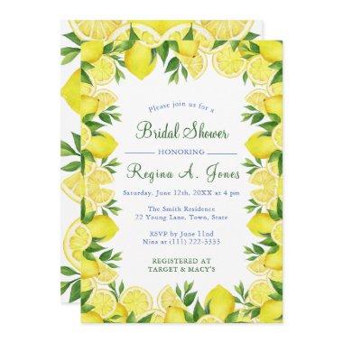 Watercolor Floral lemon fruit seamless border Invitations