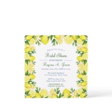 Watercolor Floral lemon fruit seamless border Save The Date