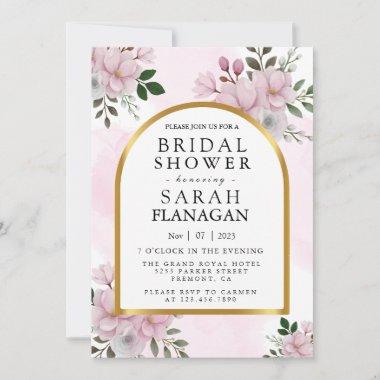 Watercolor Floral Magnolia Arch Bridal shower Invitations