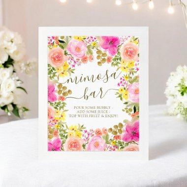Watercolor Floral Mimosa Bar  Poster