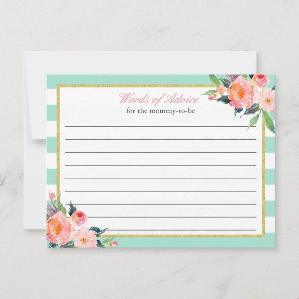 Watercolor Floral Mint Green Words of Advice Card