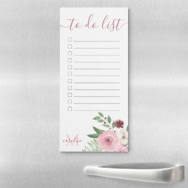 Watercolor Floral Monogrammed Magnetic Notepad