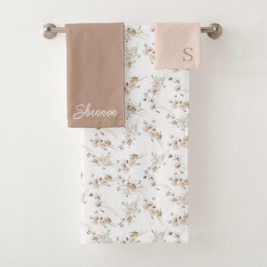 Watercolor Floral Monogrammed Towel Set