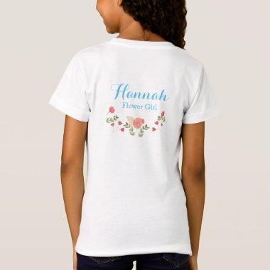 Watercolor Floral Personalized Flower Girl Tshirt