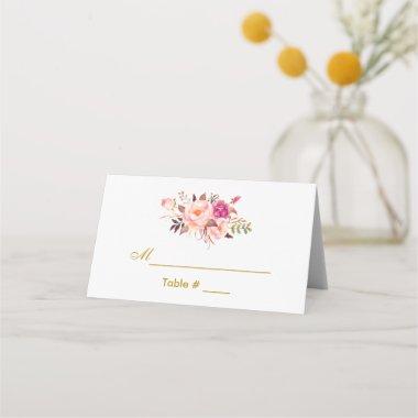 Watercolor Floral Pink Blush Gold Bridal Shower Place Invitations