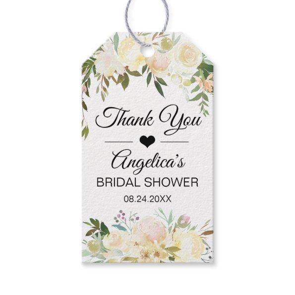 Watercolor Floral Pink Bridal Shower Thank You Gift Tags