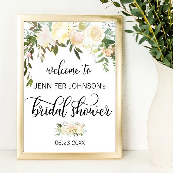 Watercolor Floral Pink Bridal Shower WELCOME SIGN