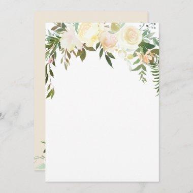 Watercolor Floral Pink Cream Ivory Shower BLANK Invitations