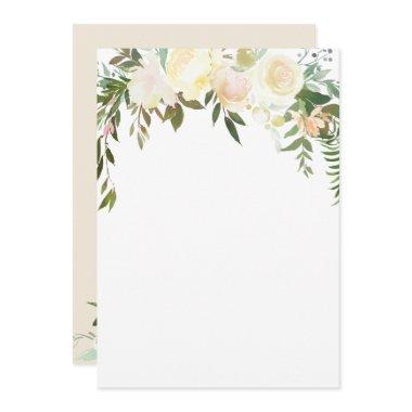 Watercolor Floral Pink Cream Ivory Shower BLANK Invitations