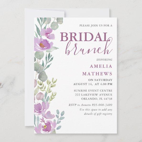 Watercolor Floral Pink Eucalyptus Bridal Shower Invitations
