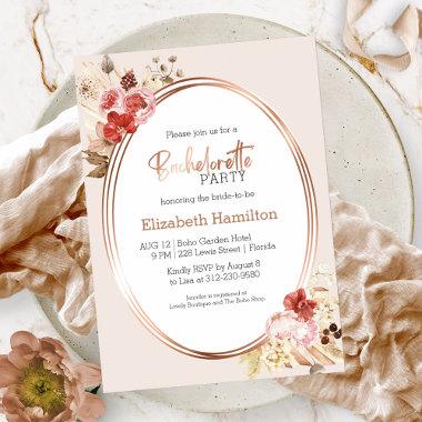 Watercolor Floral Rose Bachelorette Party Invitations
