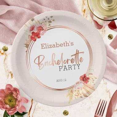 Watercolor Floral Rose Bachelorette Party Paper Plates