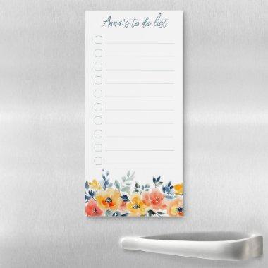 Watercolor Floral Shopping To-Do List CUSTOM Magnetic Notepad