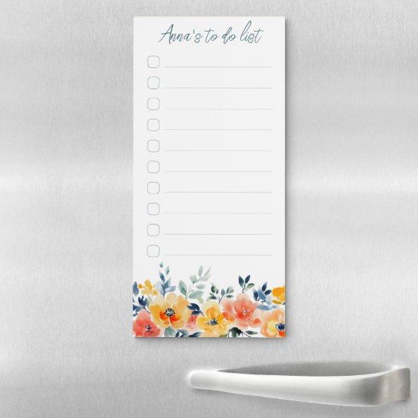 Watercolor Floral Shopping To-Do List CUSTOM Magnetic Notepad