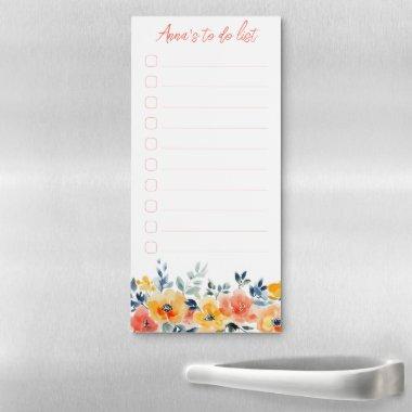 Watercolor Floral Shopping To-Do List CUSTOM Magnetic Notepad