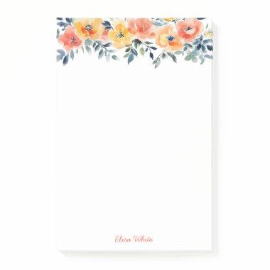 Watercolor Floral Shopping To-Do List CUSTOM Post-it Notes