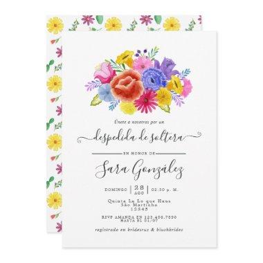 Watercolor Floral Spanish Fiesta Bridal Shower Invitations