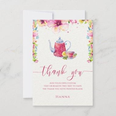 Watercolor Floral Tea Party Thank You Invitations