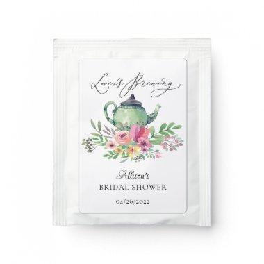 Watercolor Floral Teapot  Tea Bag Drink Mix