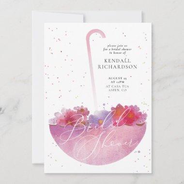 Watercolor Floral Umbrella Bridal Shower Invite