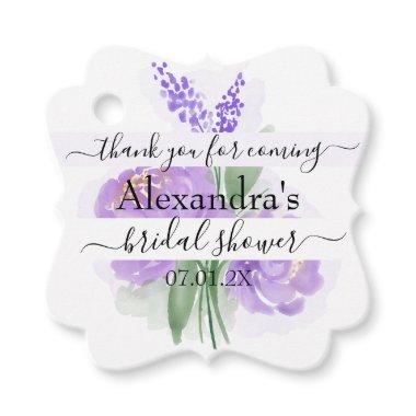 Watercolor Floral White Bridal Shower Thank You Favor Tags