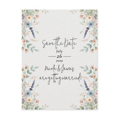 Watercolor Floral Wildflower Spring Save the Date Announcement Post