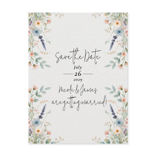 Watercolor Floral Wildflower Spring Save the Date Announcement Post