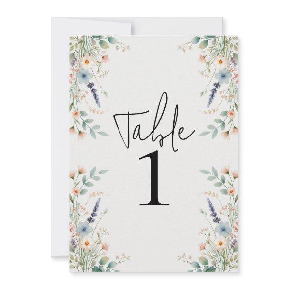 Watercolor Floral Wildflower Spring Table Number
