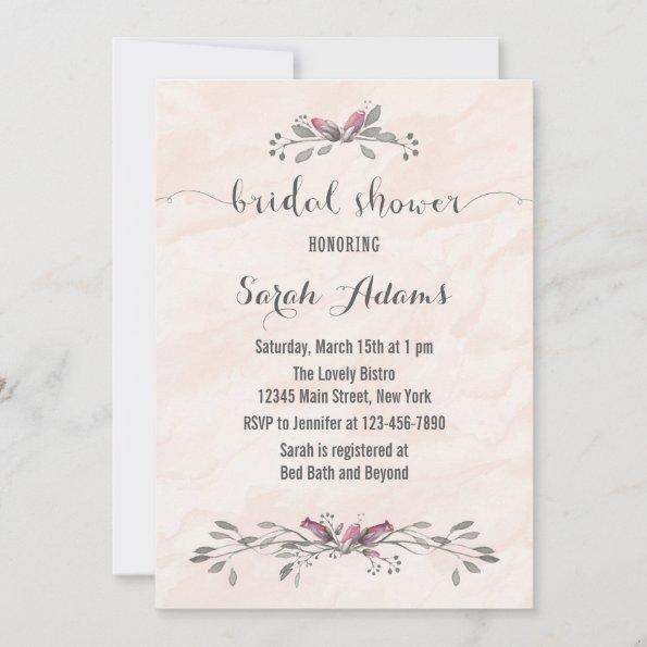 Watercolor Flower Bridal Shower Invitations