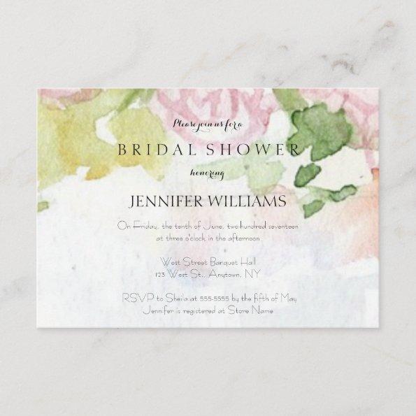 Watercolor flower bridal shower invitations