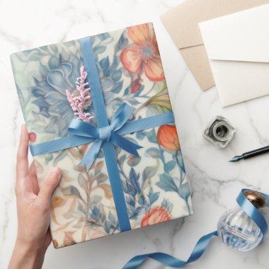 Watercolor Flowers and Foliage, Botanical Boho Wrapping Paper