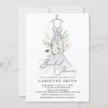 Watercolor Flowers and Greenery Bridal Shower Invitations