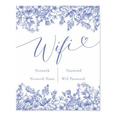 Watercolor Flowers Botanical Blue Floral Wifi Sign