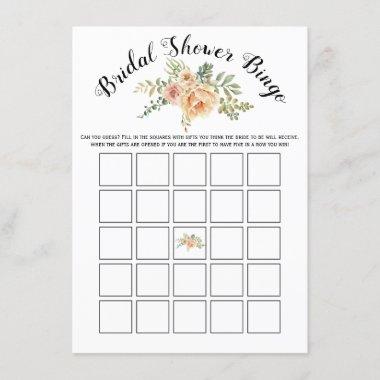Watercolor flowers bridal shower bingo game Invitations