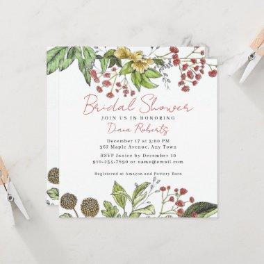 Watercolor flowers bridal shower invitations