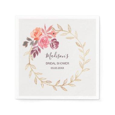 Watercolor Flowers Bridal Shower Napkins