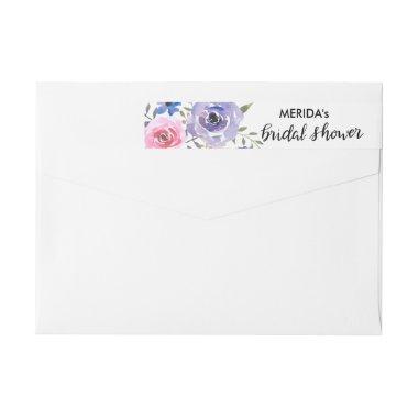Watercolor Flowers Bunch  Script Wrap Around Label
