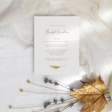 Watercolor Flowers & Dried Grass Bridal Luncheon Invitations