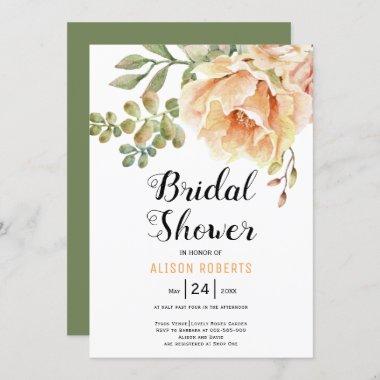 Watercolor flowers floral wedding bridal shower Invitations