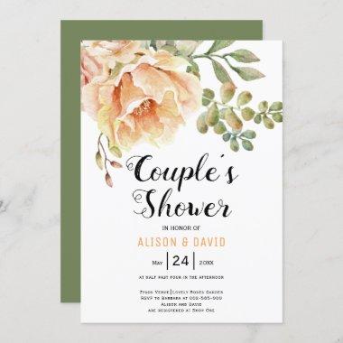 Watercolor flowers floral wedding couples shower Invitations