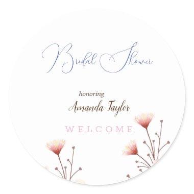 Watercolor Flowers Minimal  Classic Round Sticker