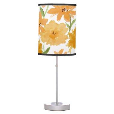Watercolor Flowers Orange Elegant Table Lamp