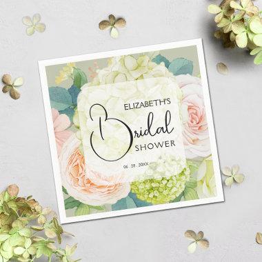 Watercolor Flowers Sage Green Bridal Shower Napkins