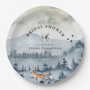 Watercolor Forest Animals Bridal Shower Paper Plates
