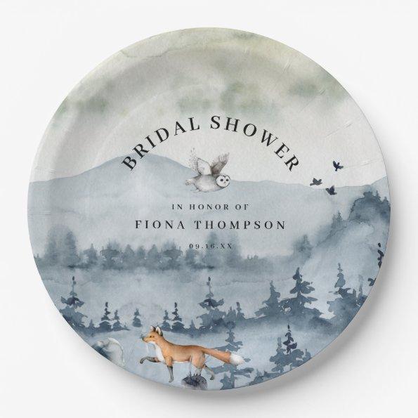 Watercolor Forest Animals Bridal Shower Paper Plates